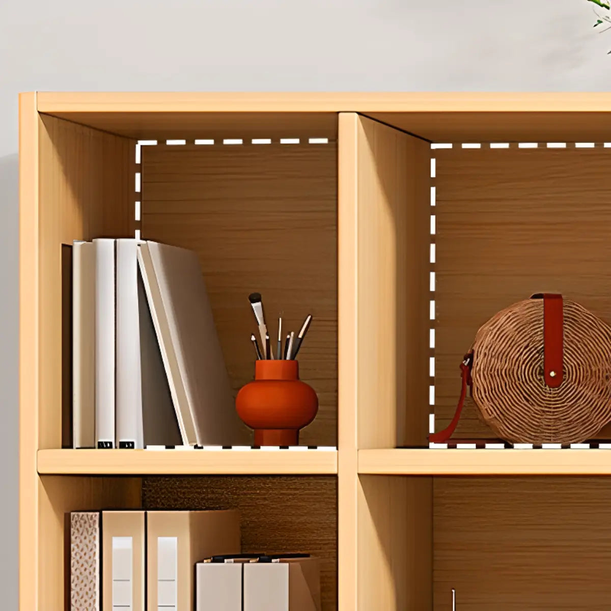 Wood Vertical Wide Closed-Back Bookcase — White