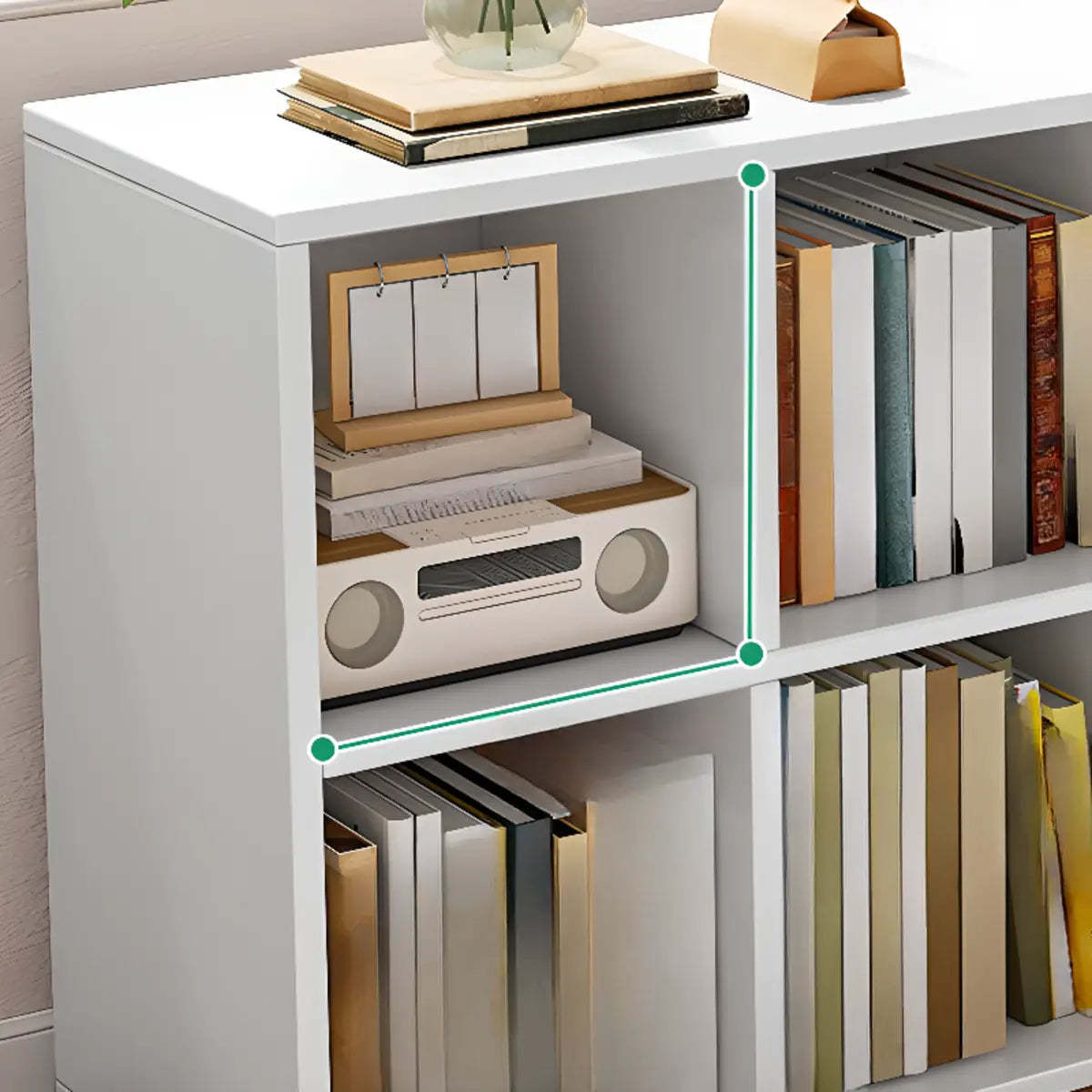 Wood Vertical Wide Closed-Back Bookcase — White