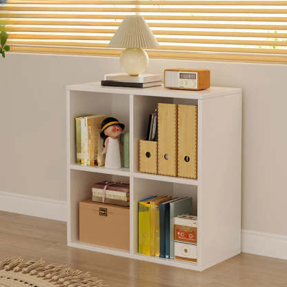 Wood Vertical Wide Closed-Back Bookcase — White