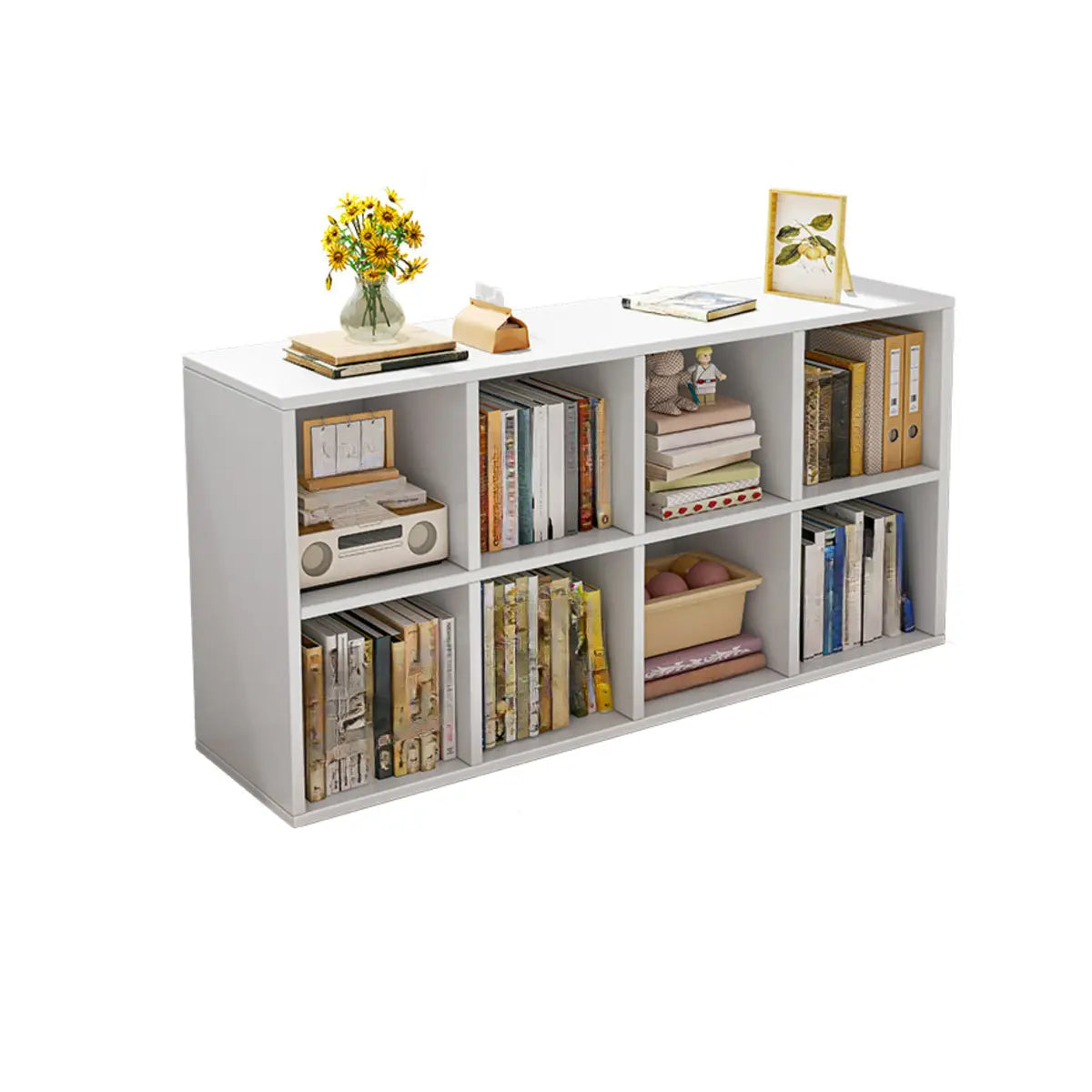 Wood Vertical Wide Closed-Back Bookcase — White