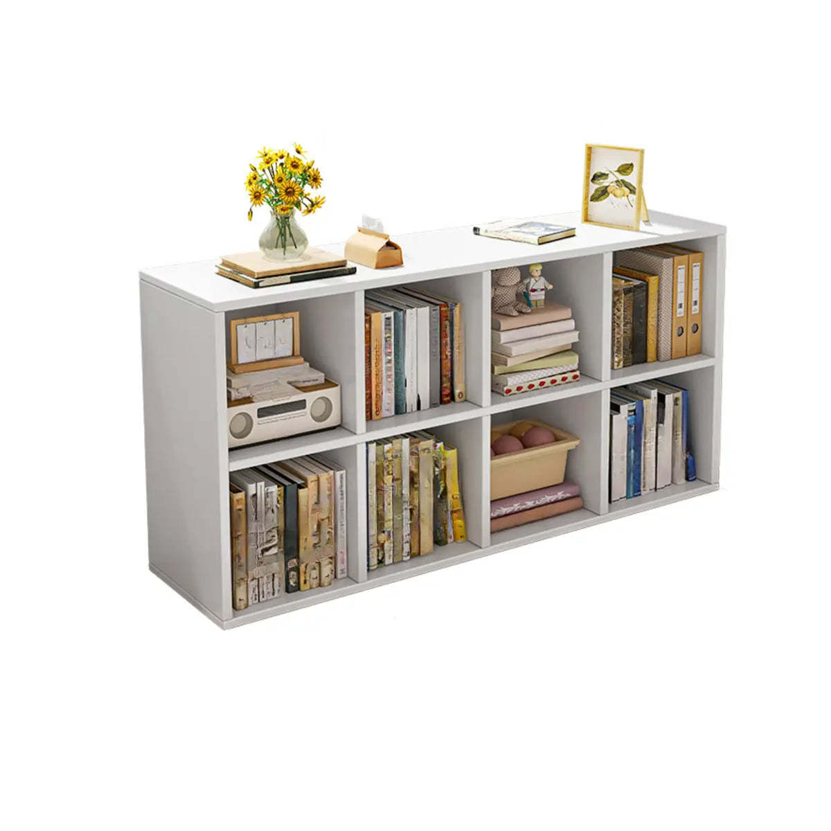 Wood Vertical Wide Closed-Back Bookcase — White