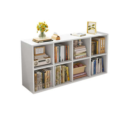 Wood Vertical Wide Closed-Back Bookcase — White