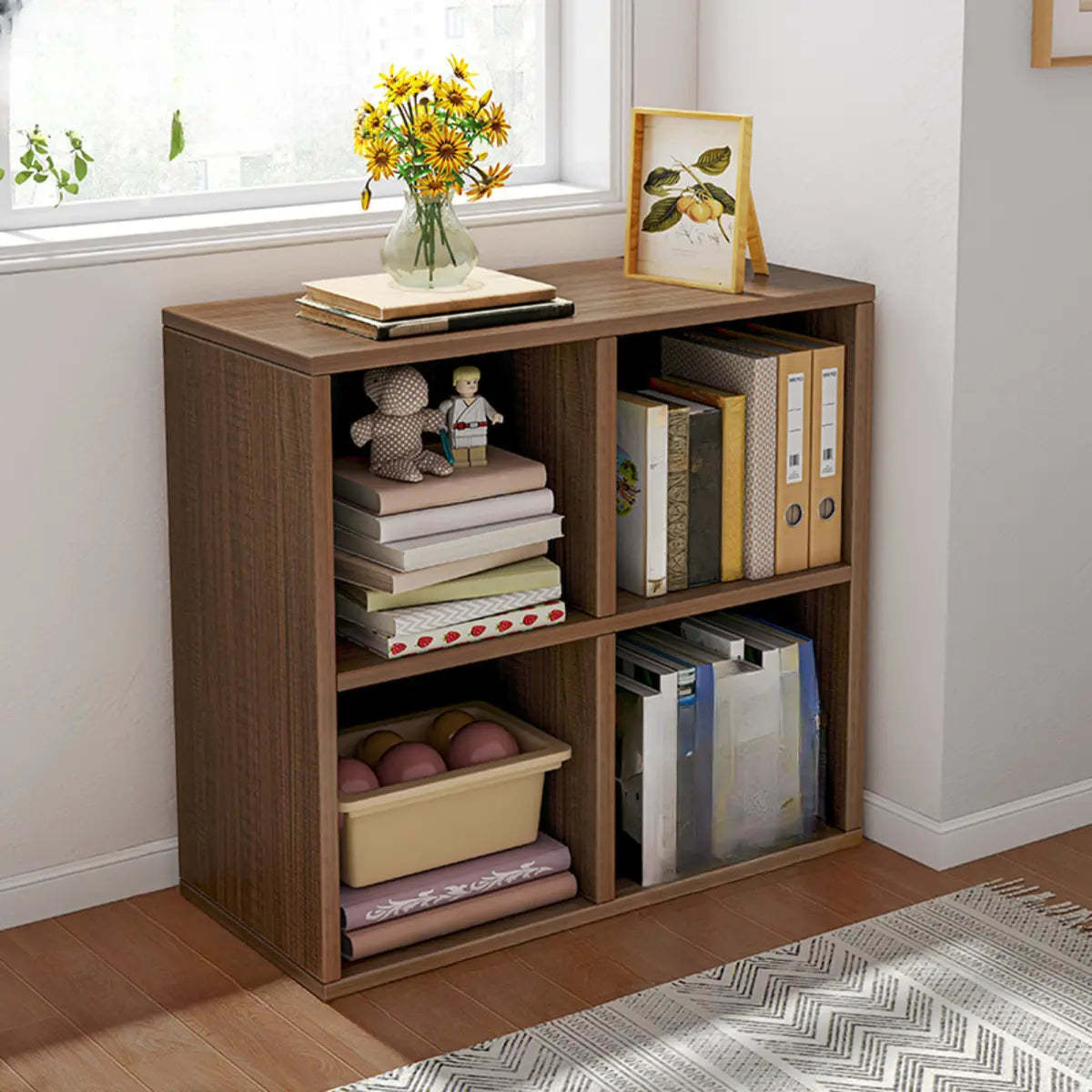 Wood Vertical Wide Closed-Back Bookcase — White