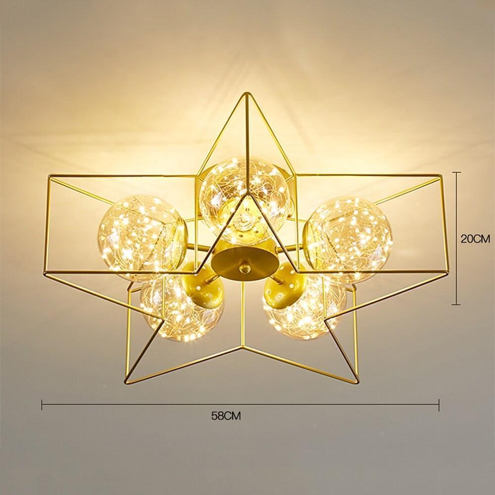 5 Light 5-pointed Star Design LED Modern Flush Mount Ceiling Lighting-Lighom