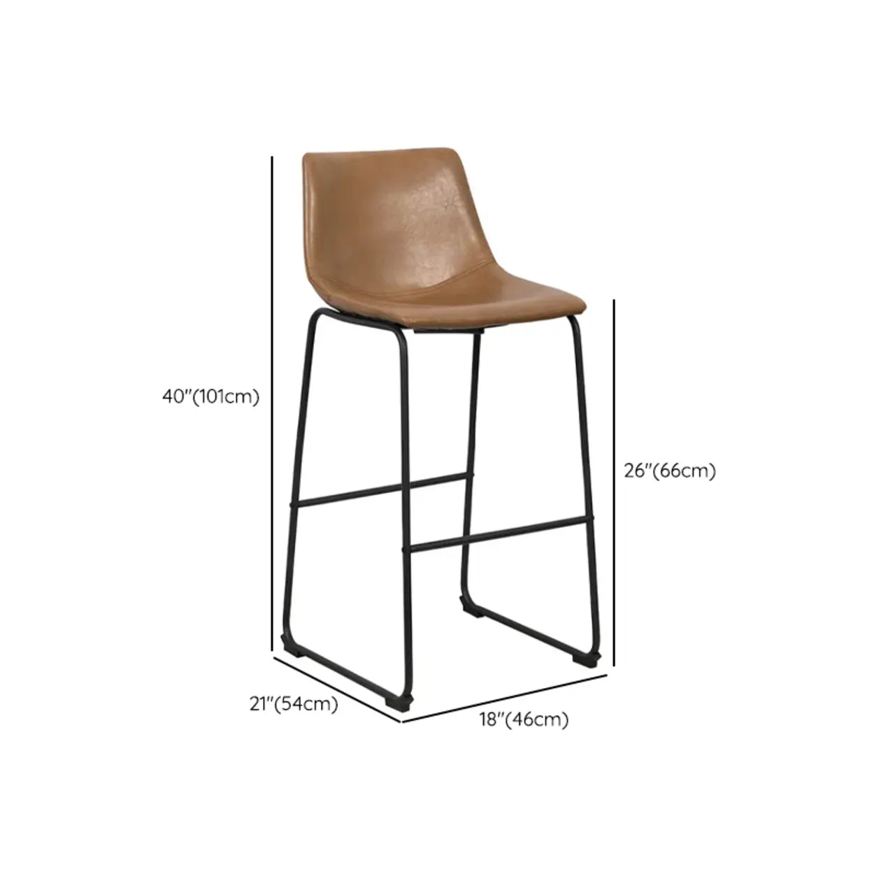 Modern Leather Counter Bar Stool with Metal Legs