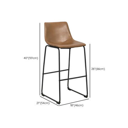 Modern Leather Counter Bar Stool with Metal Legs