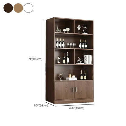 Contemporary Brown Wood Open Storage Wine Cabinet