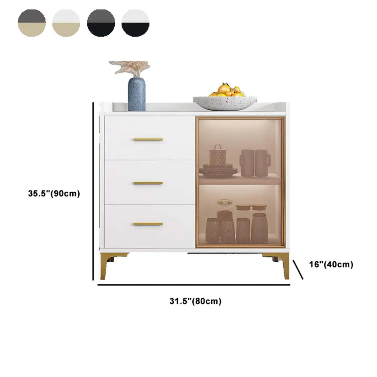Gray Metal Sideboard China Cabinet