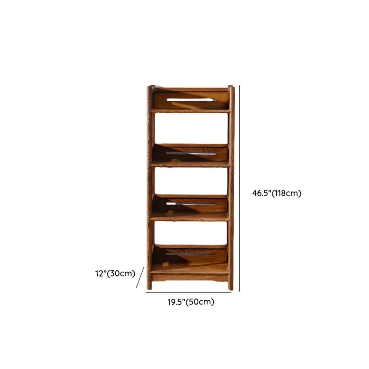 Rustic Wood Vertical 5-Shelf Open Bookshelf
