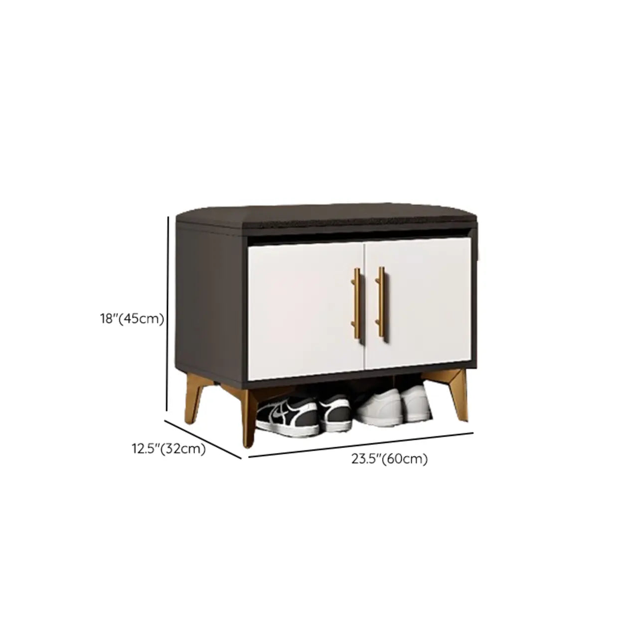 Modern Two-Door White Wood Shoe Cabinet
