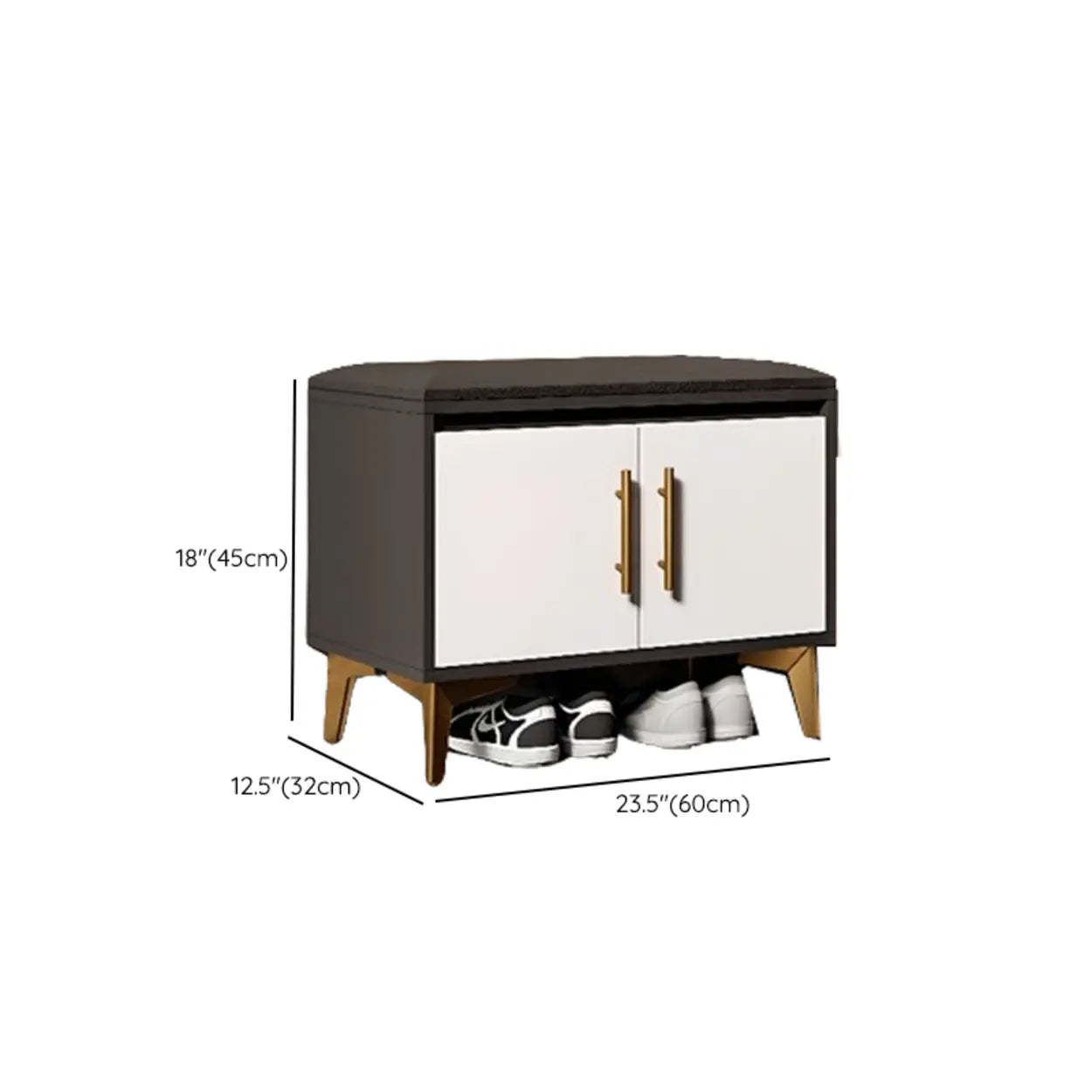 Modern Two-Door White Wood Shoe Cabinet