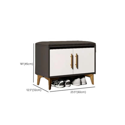 Modern Two-Door White Wood Shoe Cabinet