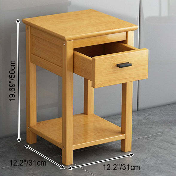Chinese Bamboo Wood Tiered Side Table — Tea Color