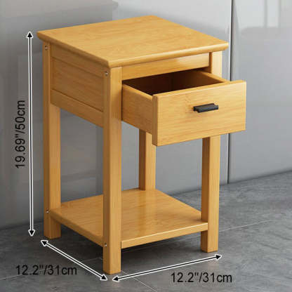 Chinese Bamboo Wood Tiered Side Table — Tea Color