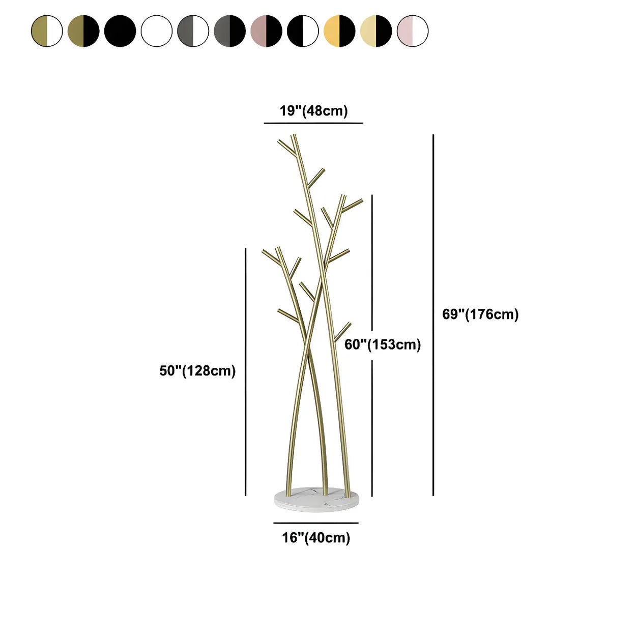 Artistic Branch Gold Metal Entryway Freestanding Coat Rack #size