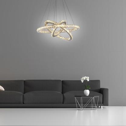 Interwoven Geometrical Circle Crystal Chandeliers for Living Room-Lighom
