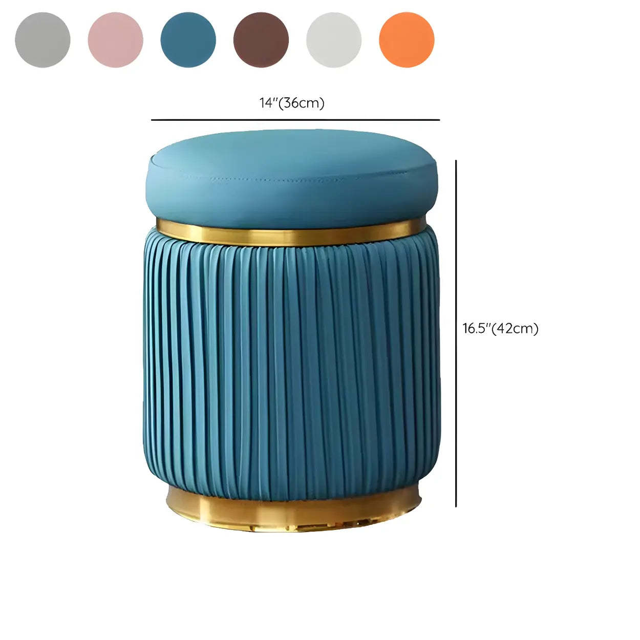 Pink Velvet Gold Cylindrical Vanity Stool