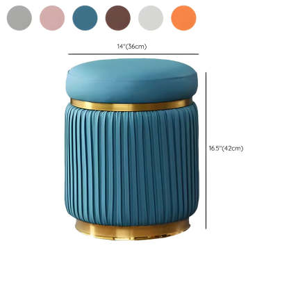 Pink Velvet Gold Cylindrical Vanity Stool