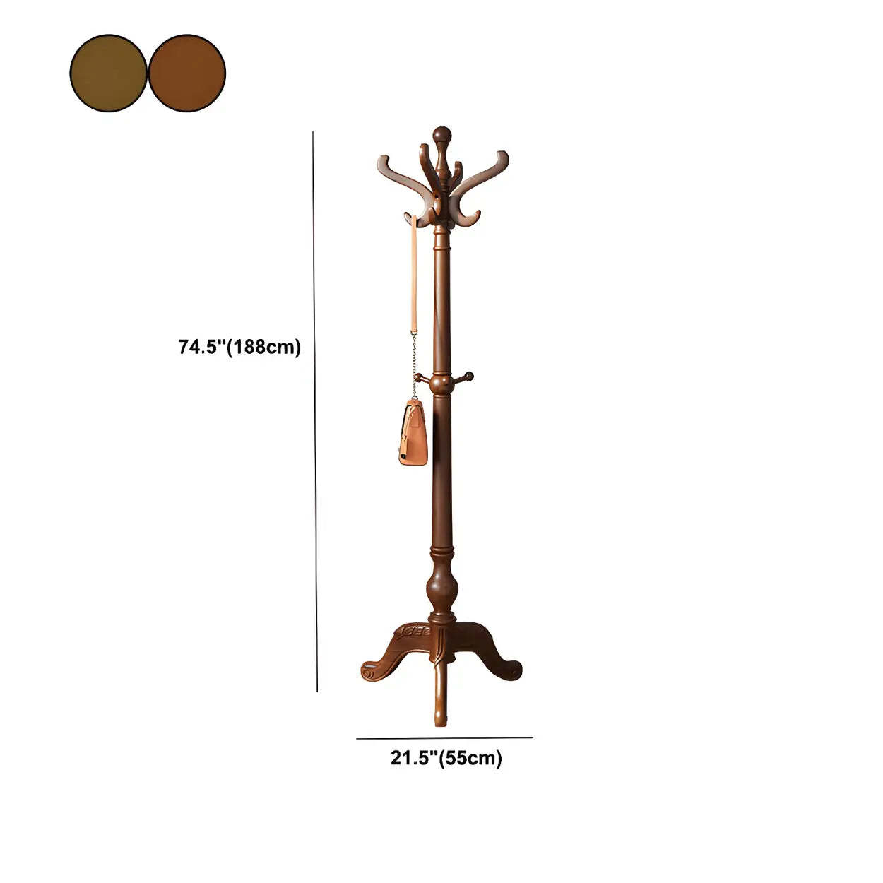Rustic Spiral Brown Wood Freestanding Hall Tree with Hooks