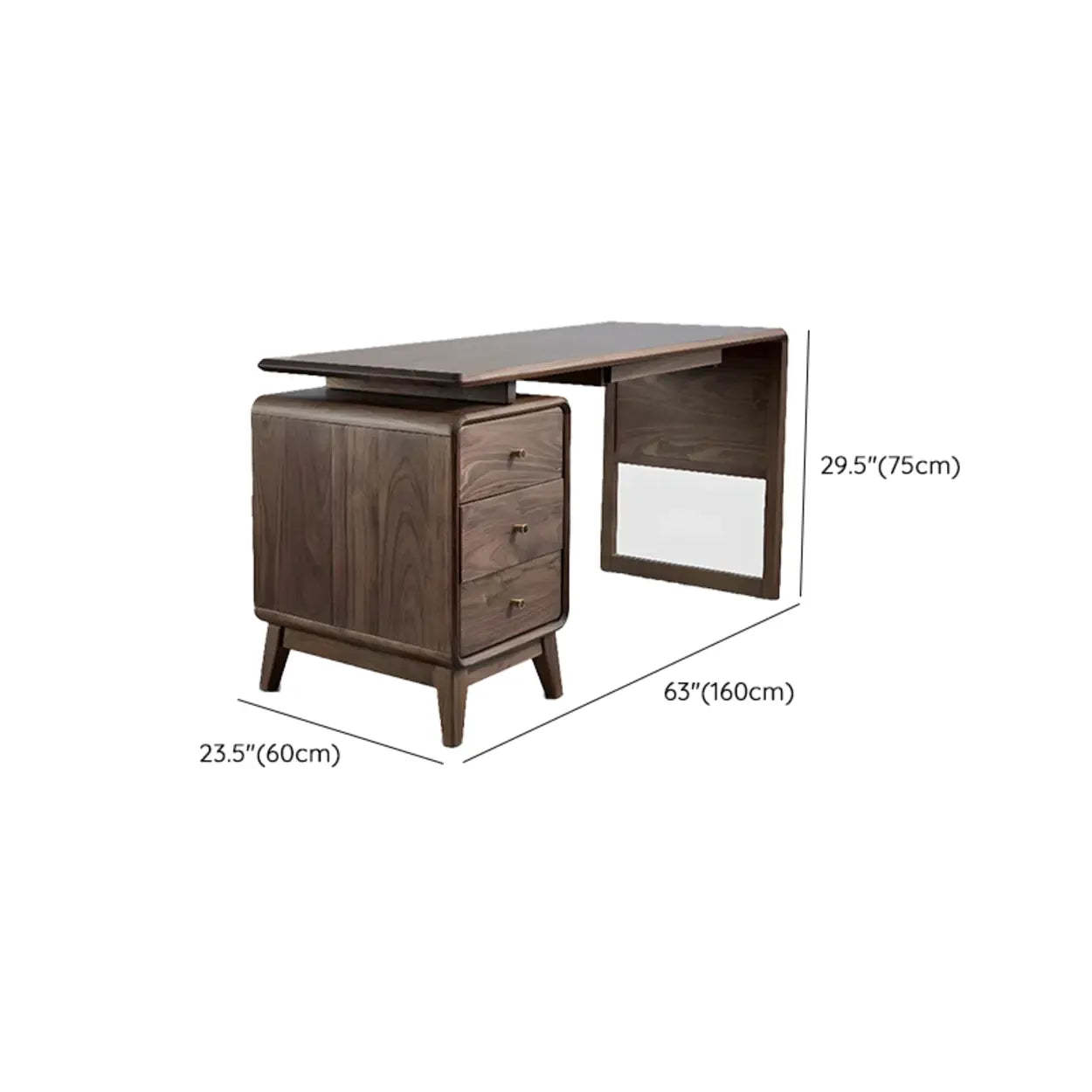 Brown Wood Soft-Close Drawer Side-Storage Writing Desk