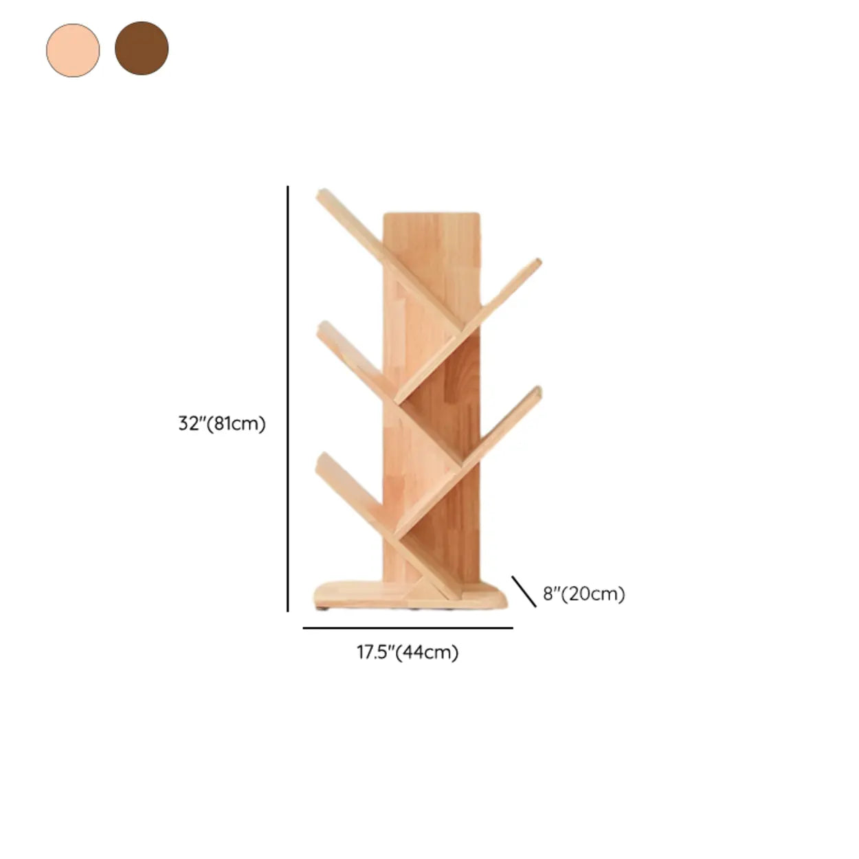 Light Brown Tree-Shaped Rubberwood Bookcase