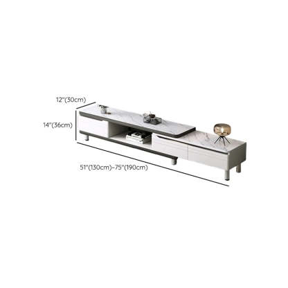 White Rectangle Stone Open Storage TV Stand