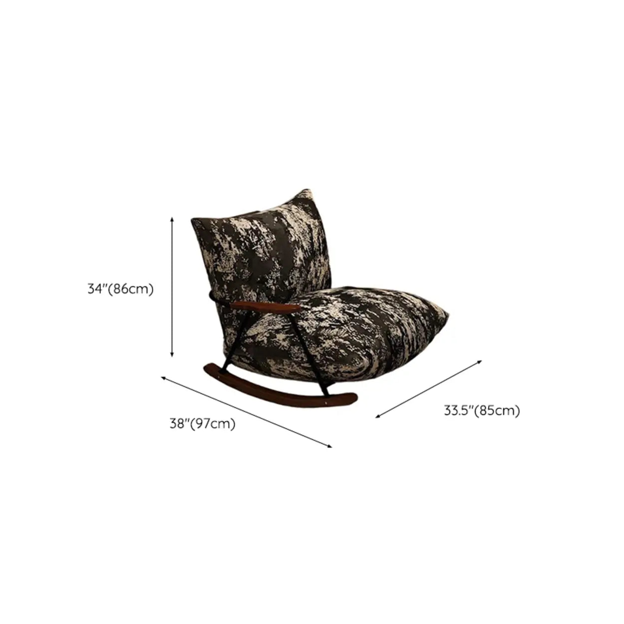 Rustic Black Pattern Stain-Resistant Rocking Chair