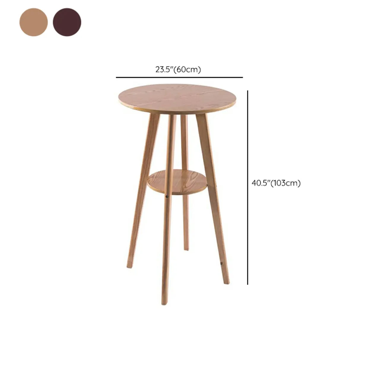 Small Natural Round Rubberwood Bar Table