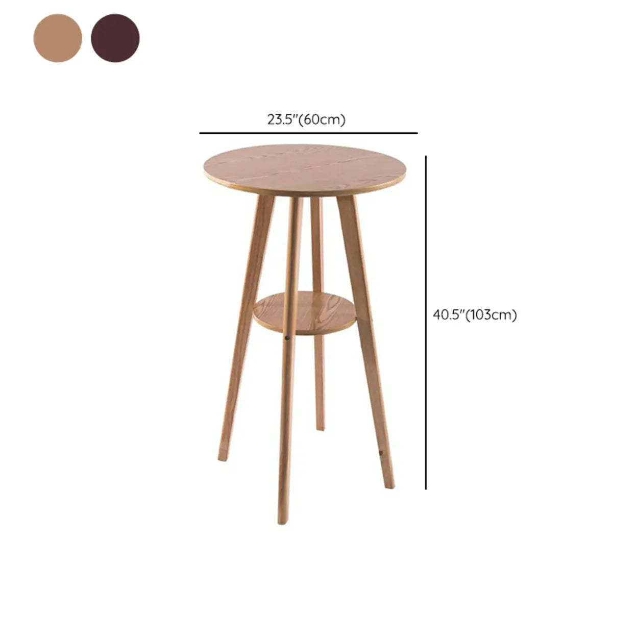 Small Natural Round Rubberwood Bar Table