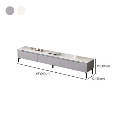 Gray Stone Rectangular TV Stand with Drawers