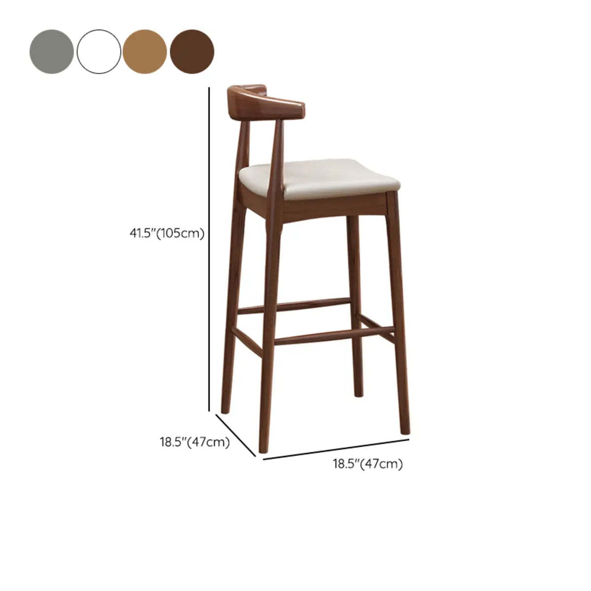 Natural Wood Counter Leather Armless Bar Stool
