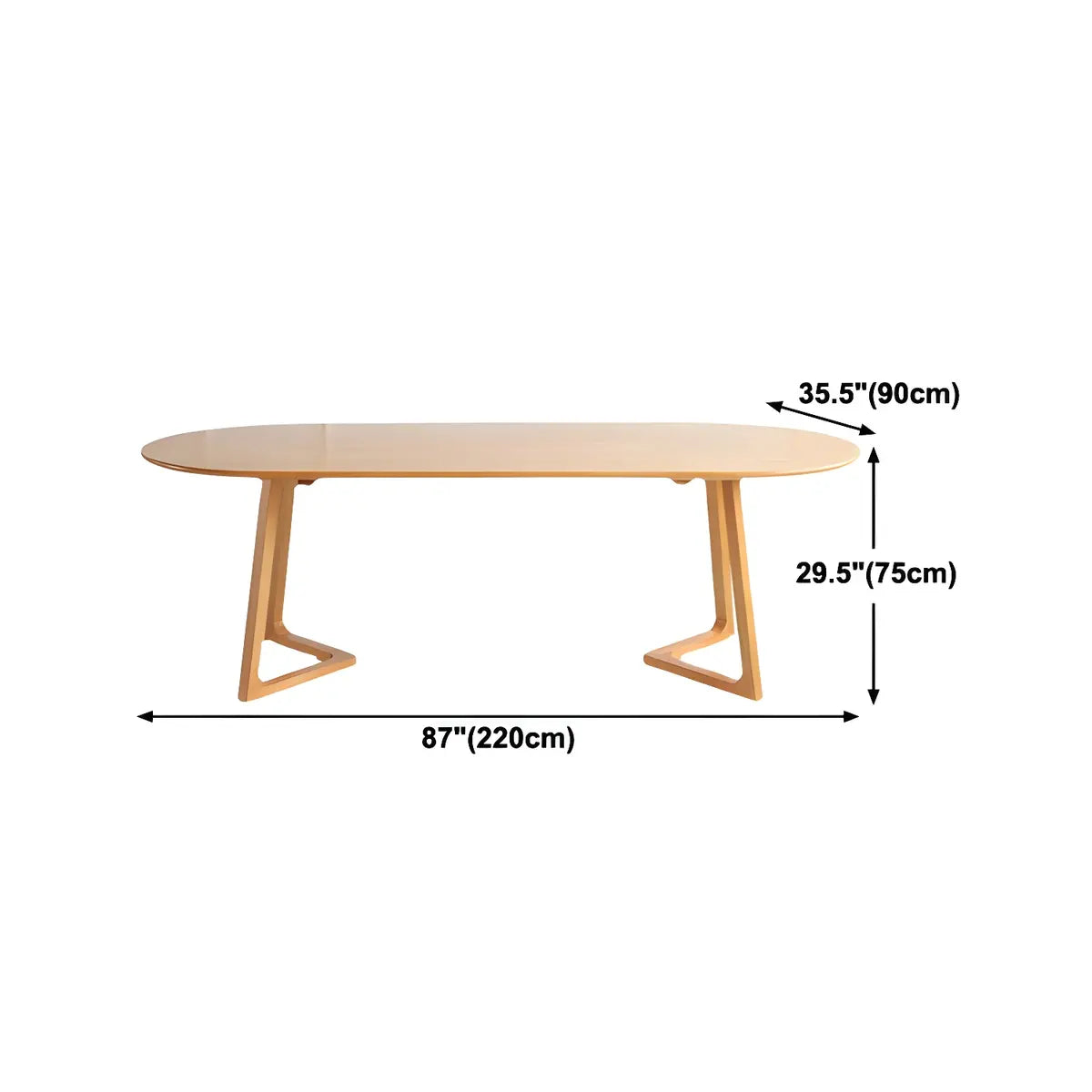 Natural Finish Oval Pine Sled Conference Desk 6-Person #size