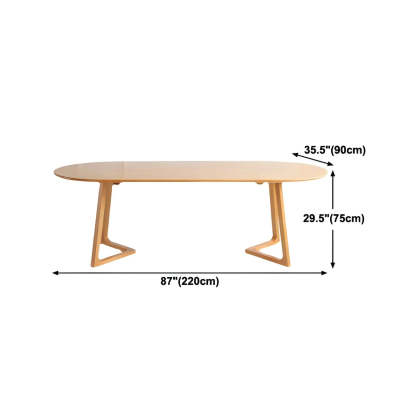 Natural Oval Pine Sled Conference Table for 6