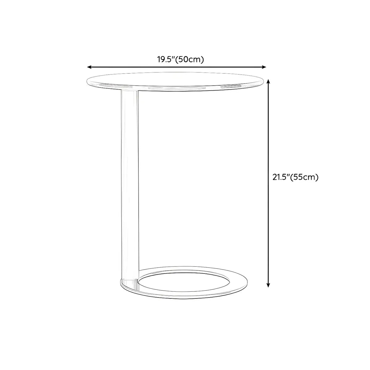 Modern c-shaped round white display cabinets — 20"L x 20"W x 22"H / Gold