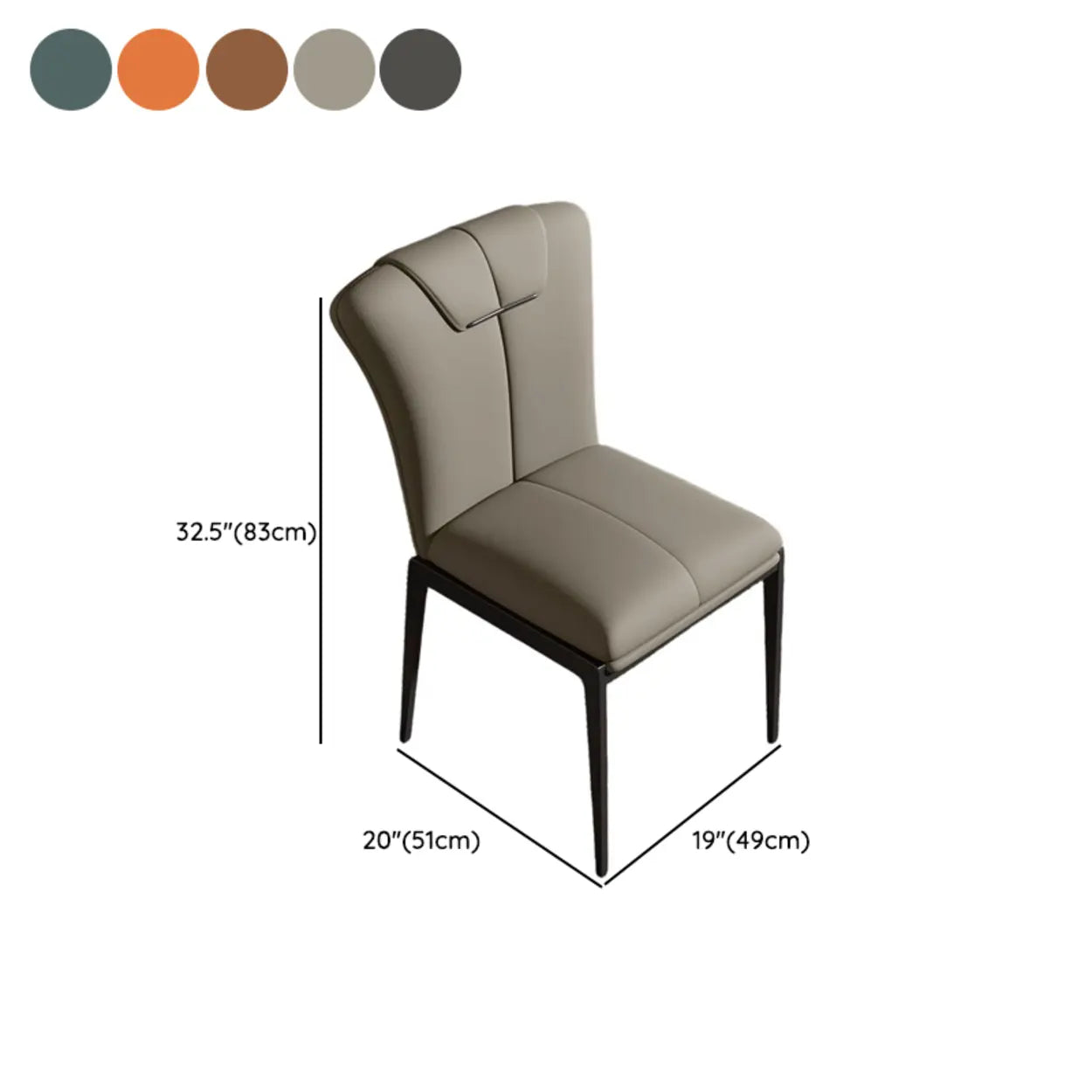 Padded Leather Solid Back Dining Chair