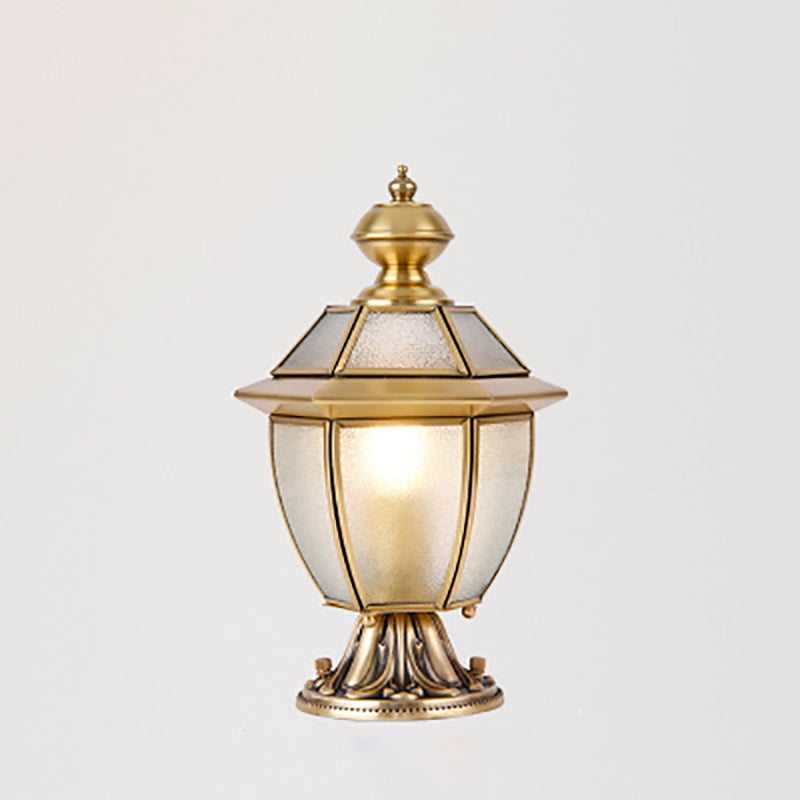 Modern Hexagonal Bell Glass Brass Outdoor Light