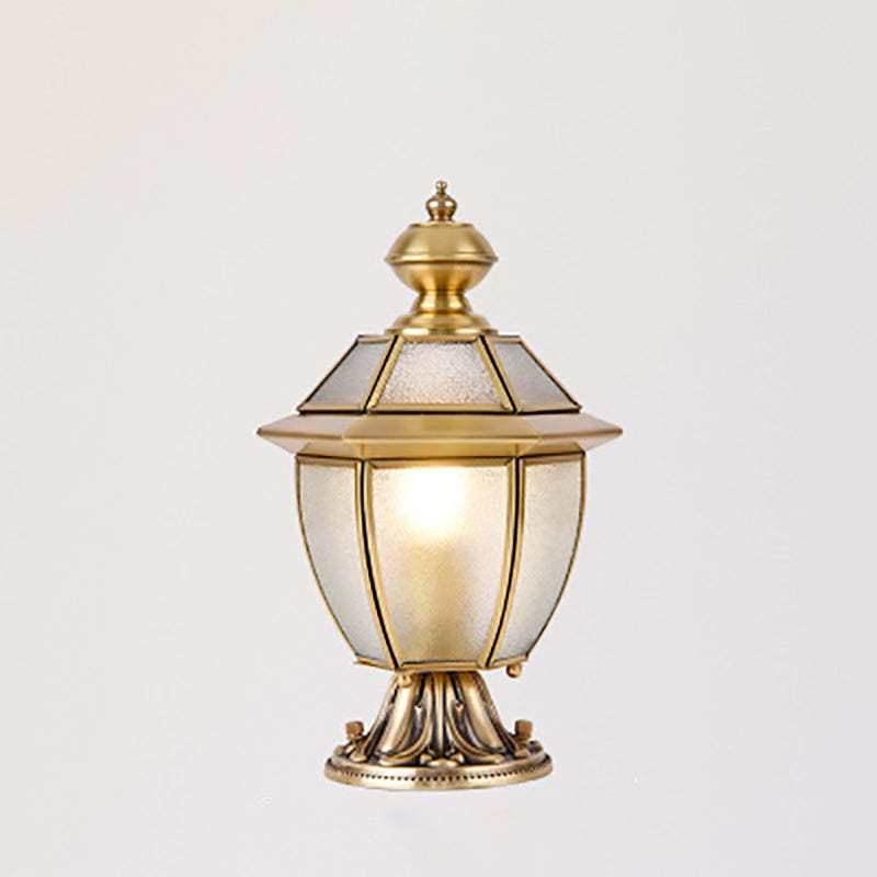 Modern Hexagonal Bell Glass Brass Outdoor Light