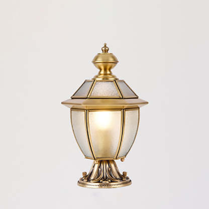 Modern Hexagonal Bell Glass Brass Outdoor Light