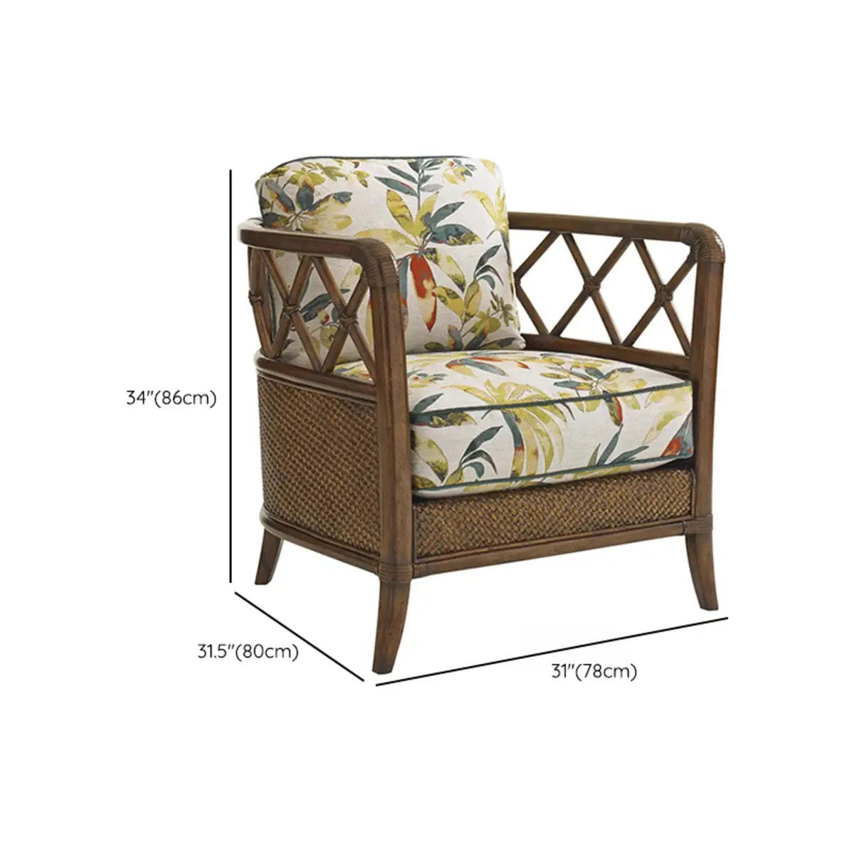 Brown Floral Cotton Cushion Barrel Chair