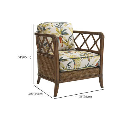 Brown Floral Cotton Cushion Barrel Chair
