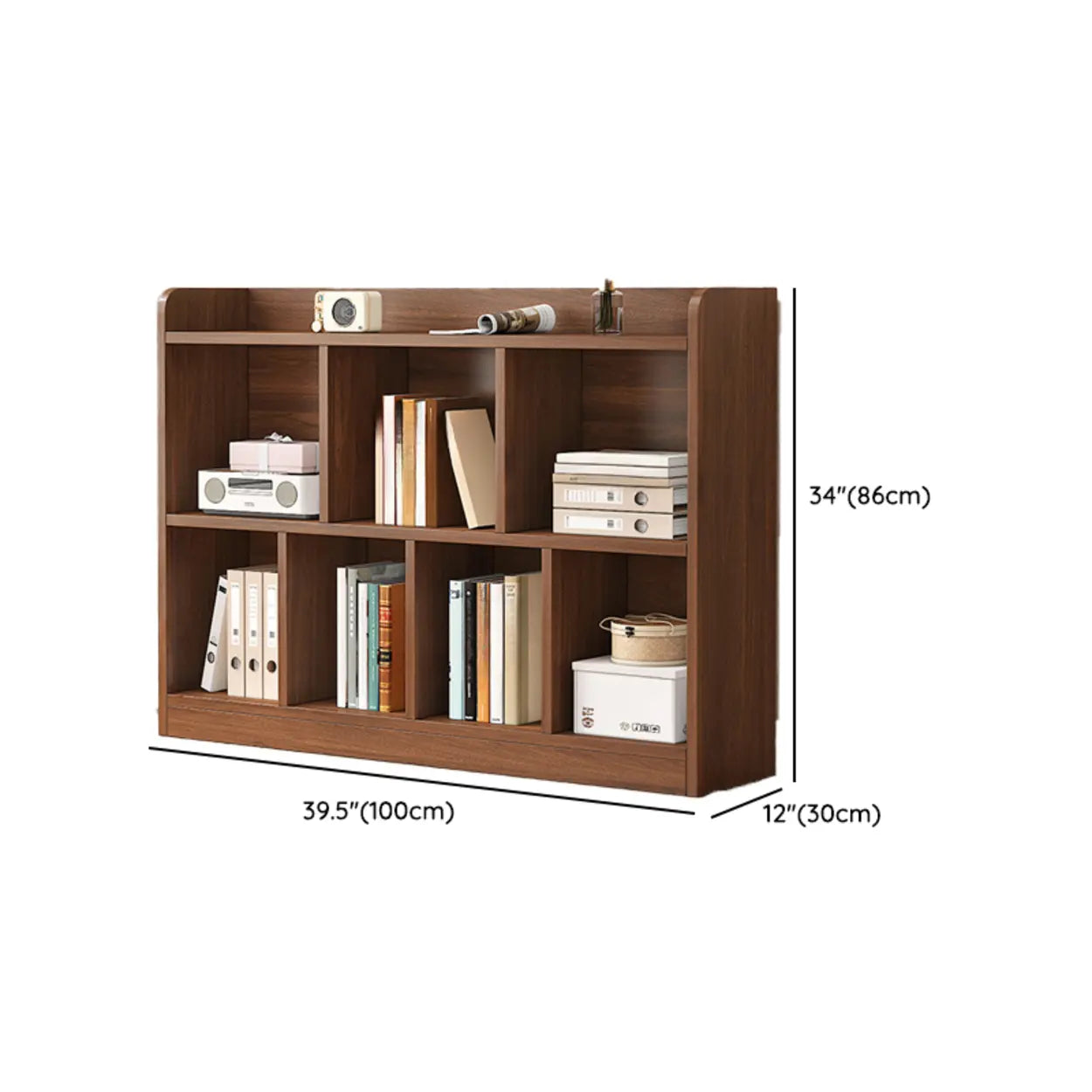 Simple Brown Horizontal Wood Short Bookcase