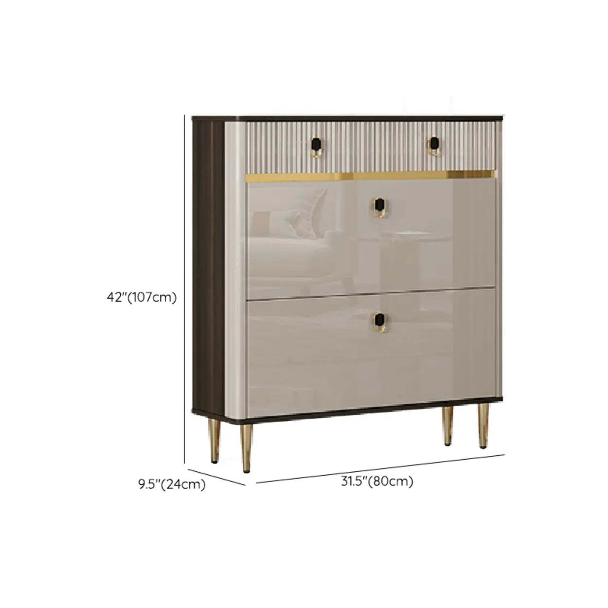 Modern White Wood Sliding Shoe Cabinet