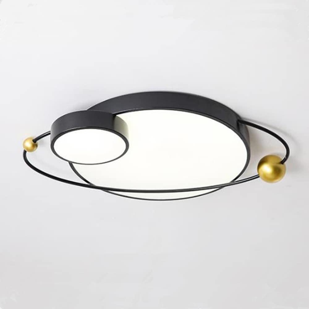 Circle globe black flush mount lighting, Lighom — Warm White (3000K) / Matte Black