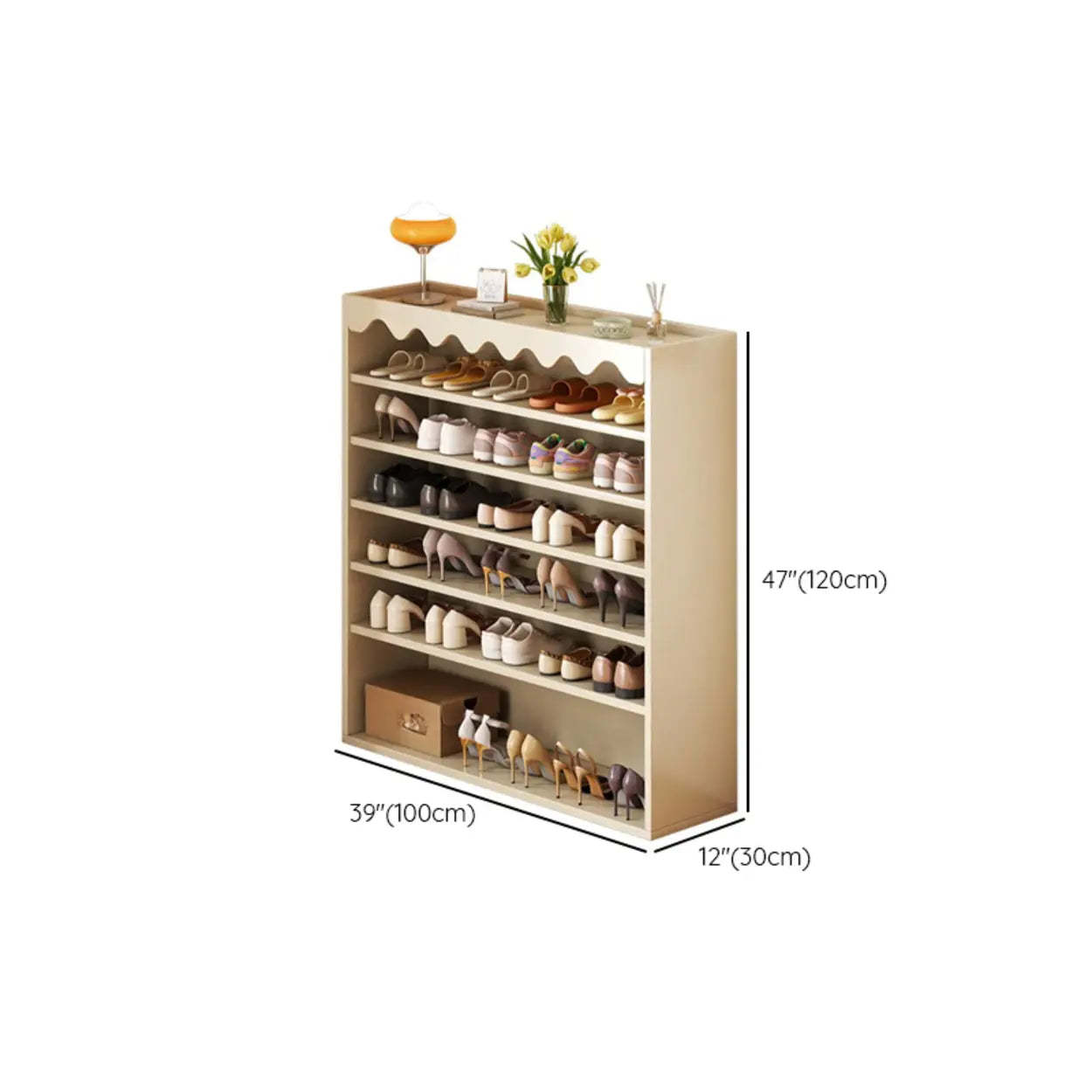 Modern Beige Wood 5-Tier Shoe Storage