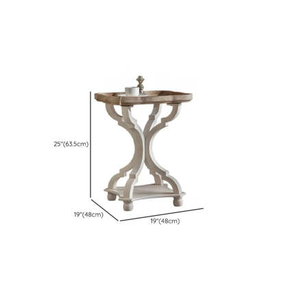 French Country White Carved Wood Side Table