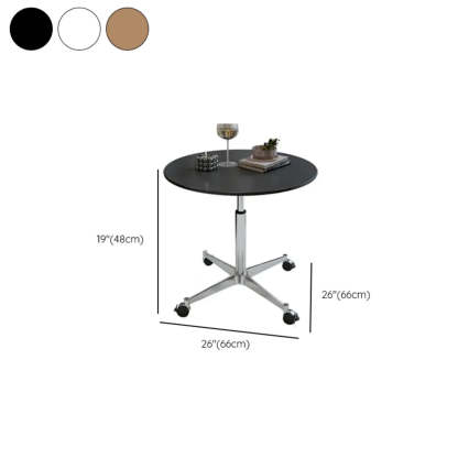 White Round Adjustable Stone Rolling Side Table