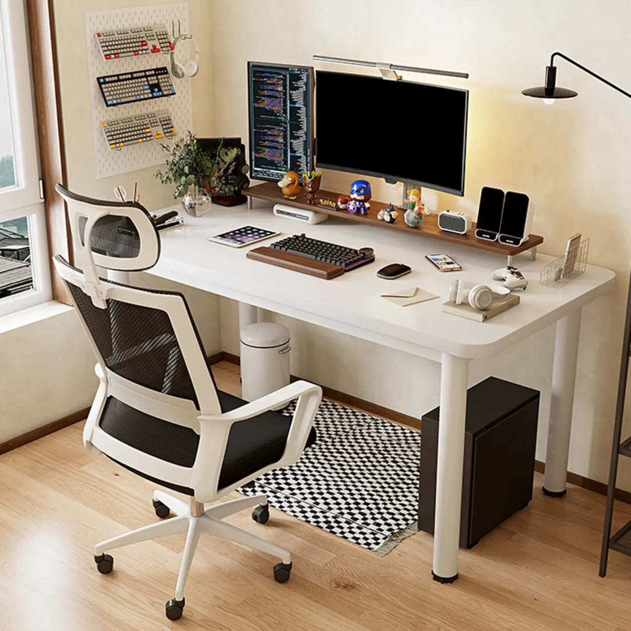 Chalk White Wood Rectangular Computer Desk — Table Only