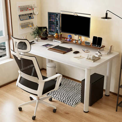 Chalk White Wood Rectangular Computer Desk — Table Only