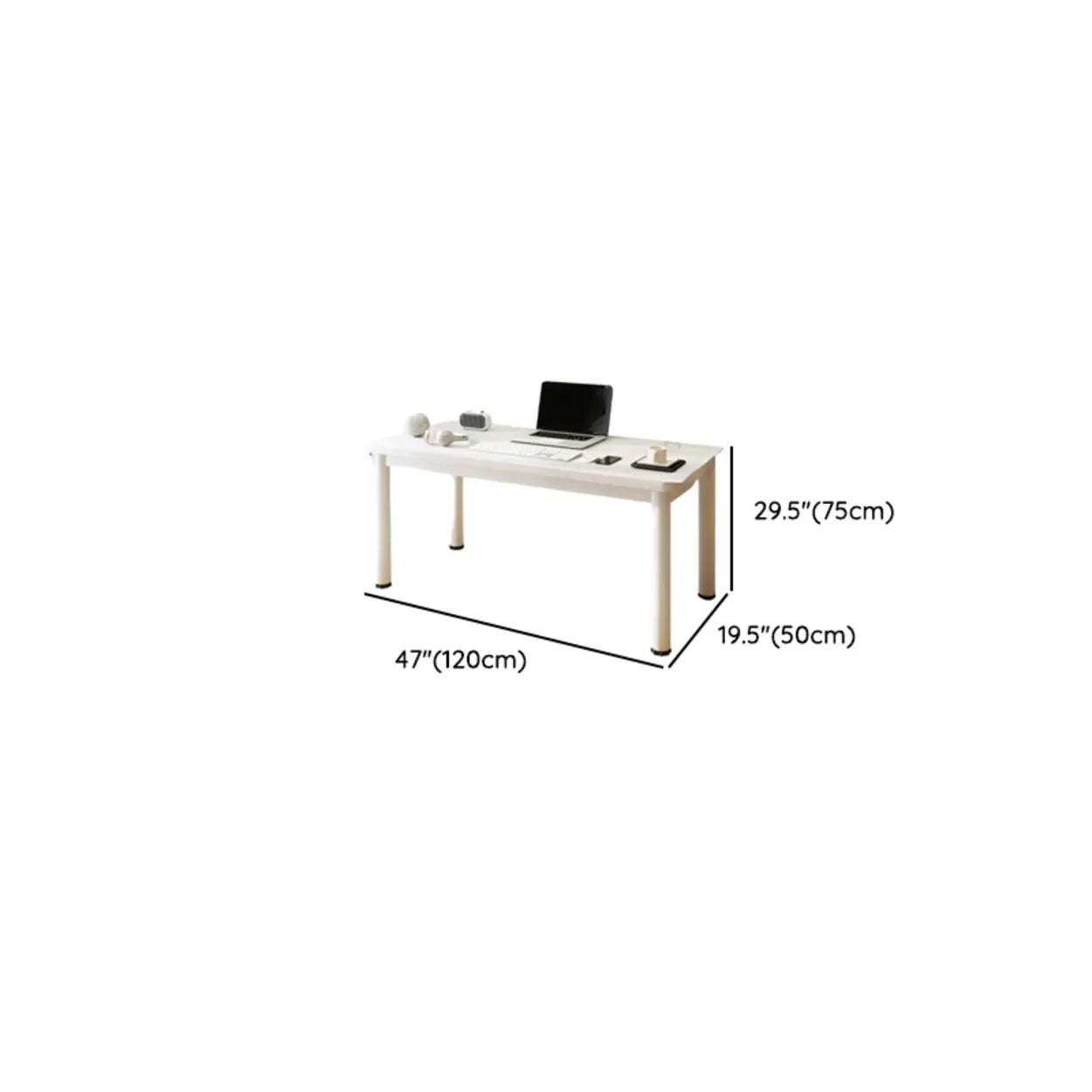 Chalk White Wood Rectangular Computer Desk