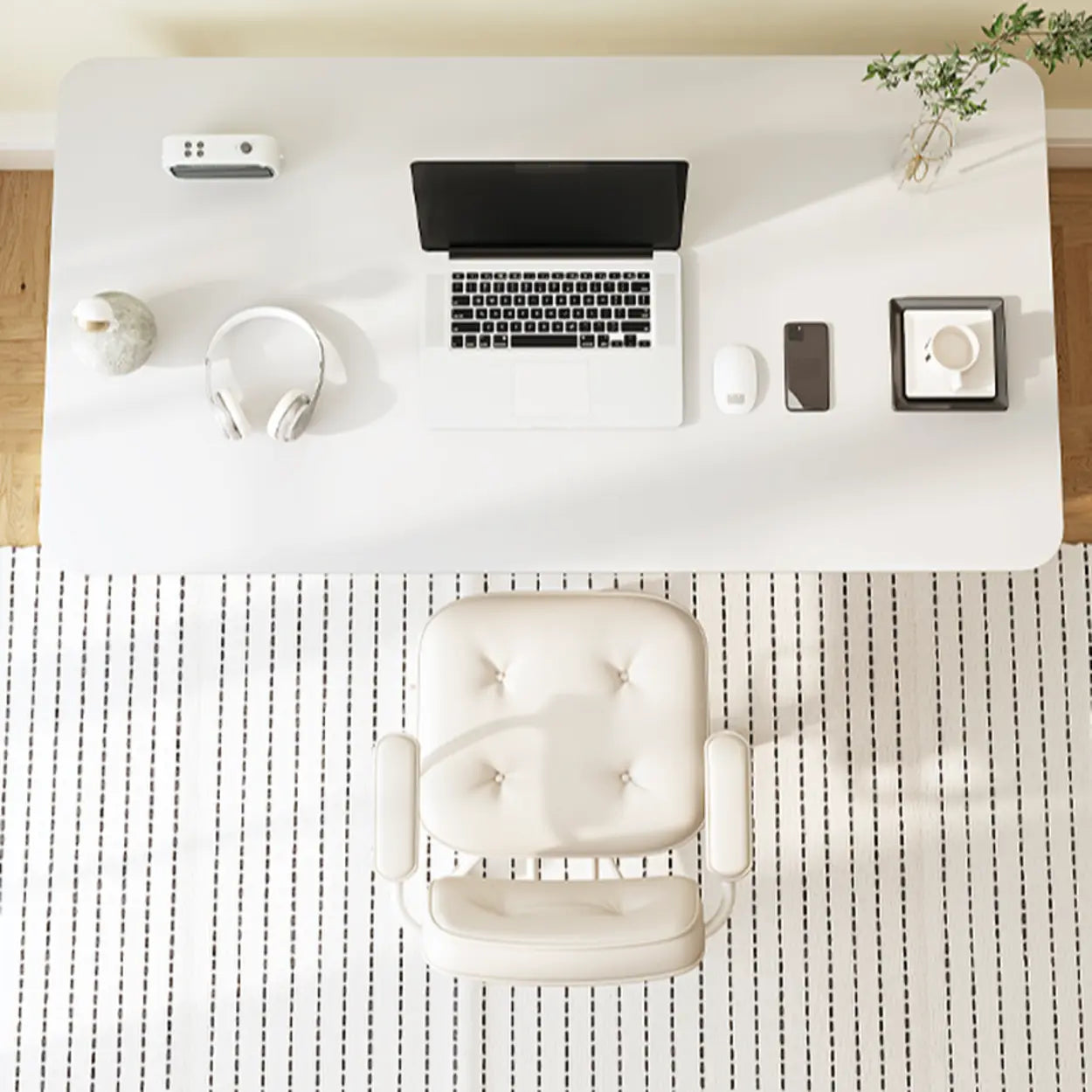 Chalk White Wood Rectangular Computer Desk — Table Only